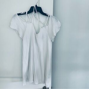 Lulus Scoop Neck Lightweight Flowy Top White Rayon Size L